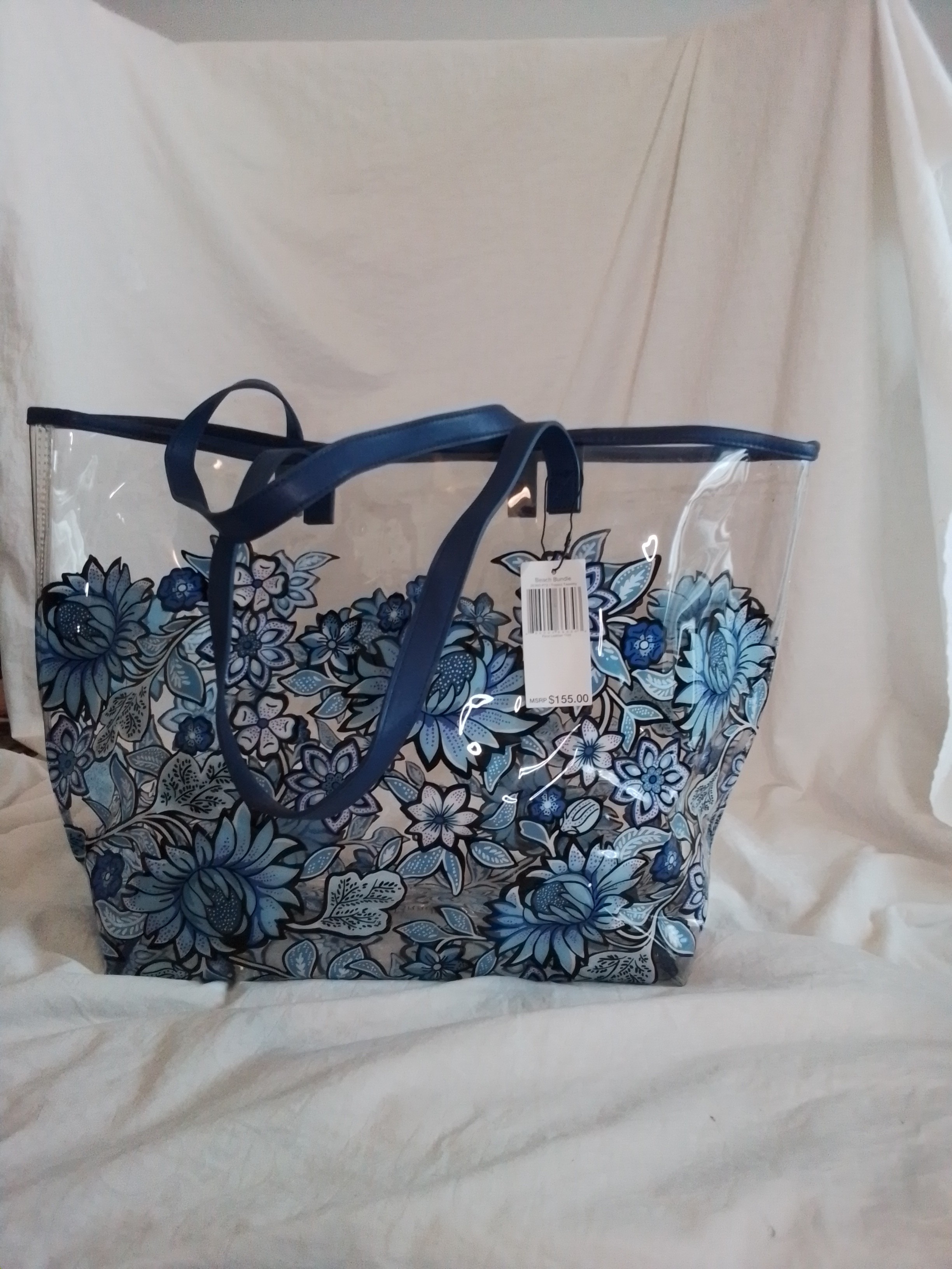 Vera Bradly Clear Floral Tote Bag In Blue